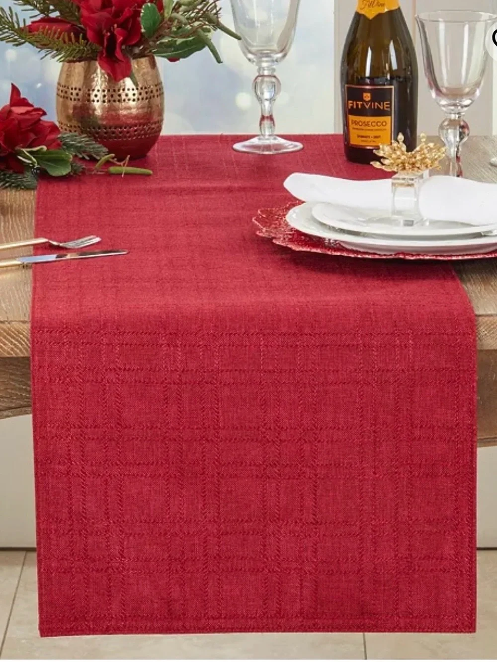 Red Table Runner - Elegant Holiday Dining Accent